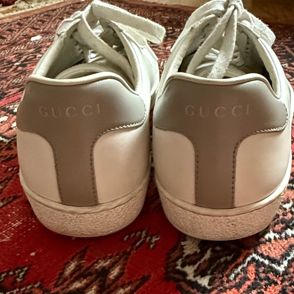 Gucci Ace interlocking G White & Gray Leather Sneakers size 8. - Picture 10 of 15